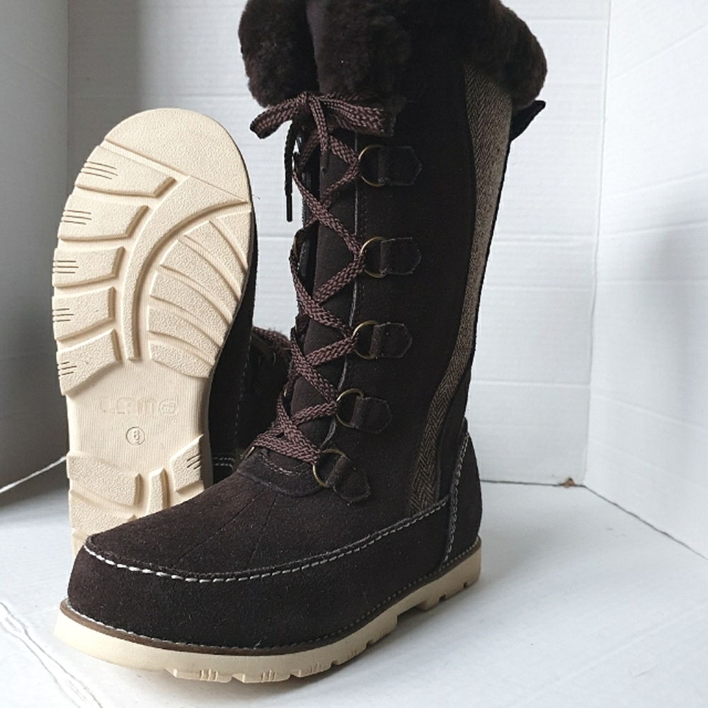 Lamo Wm Harper Premium Choc Brown Suede & Sheepskin Lined Tall Winter Boots 6-7 - Picture 9 of 16